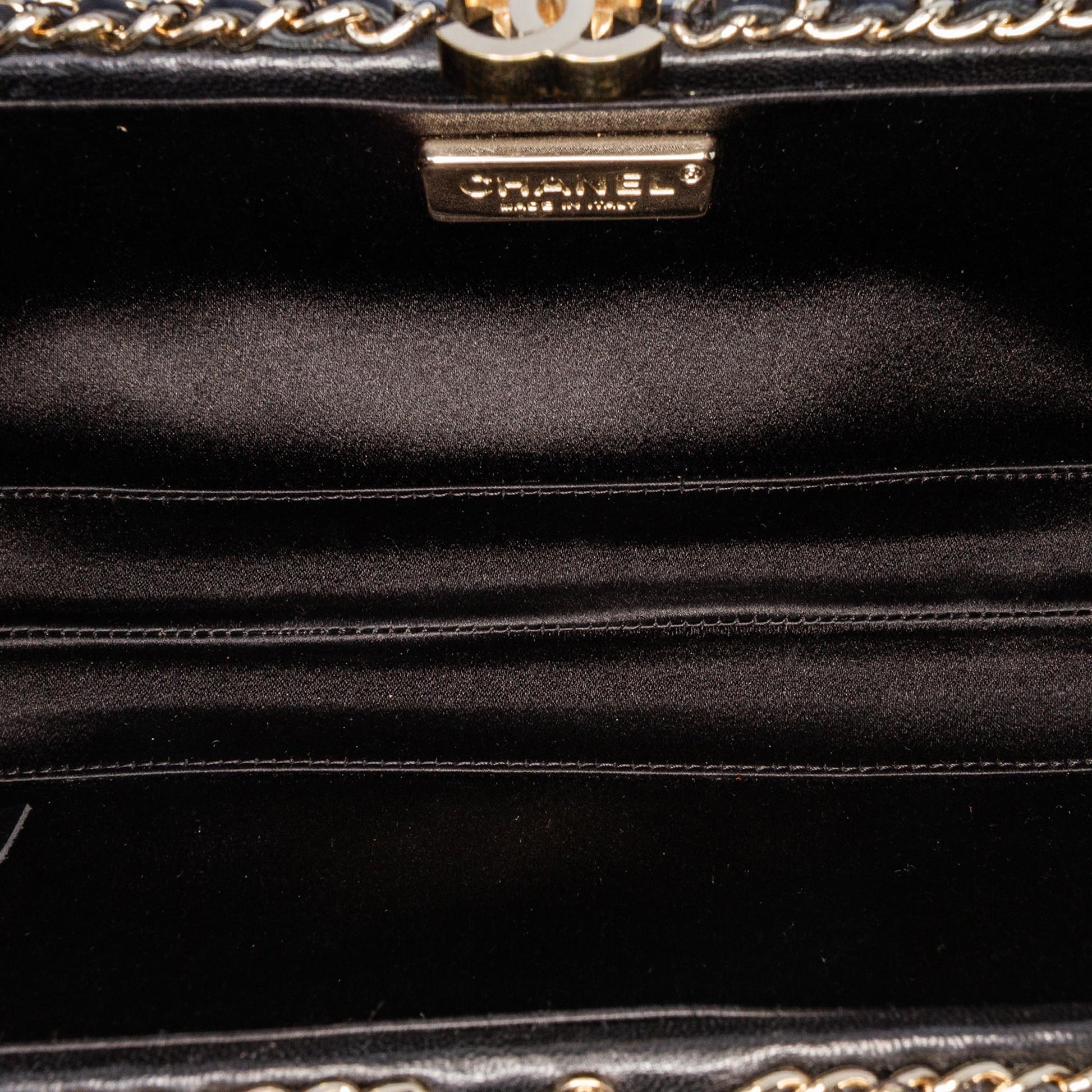 Chanel Bicolor Quilted Lambskin Chain Around Clutch