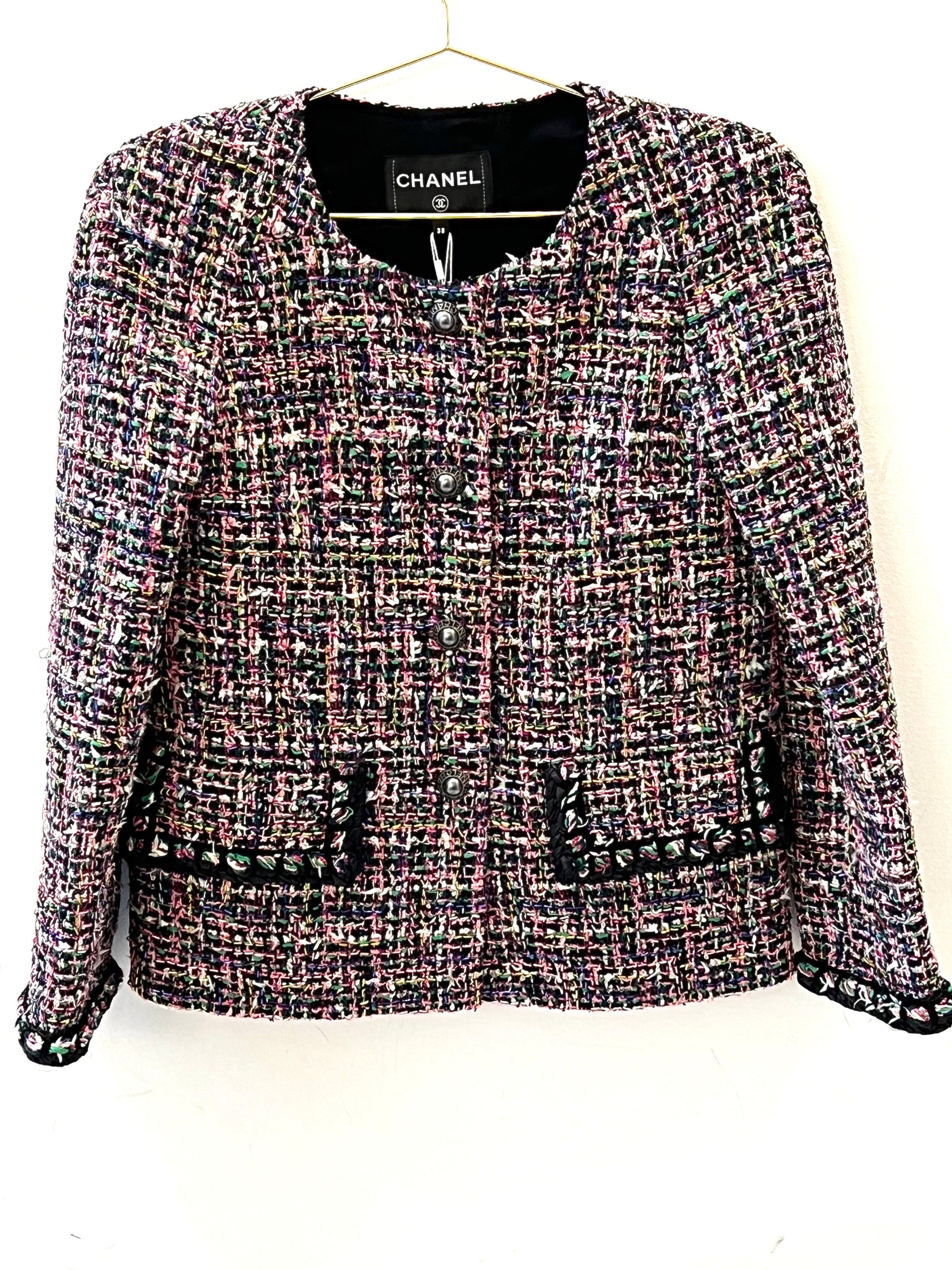 CHANEL BLACK MULTICOLOR TWEED TIMELESS JACKET Handbag