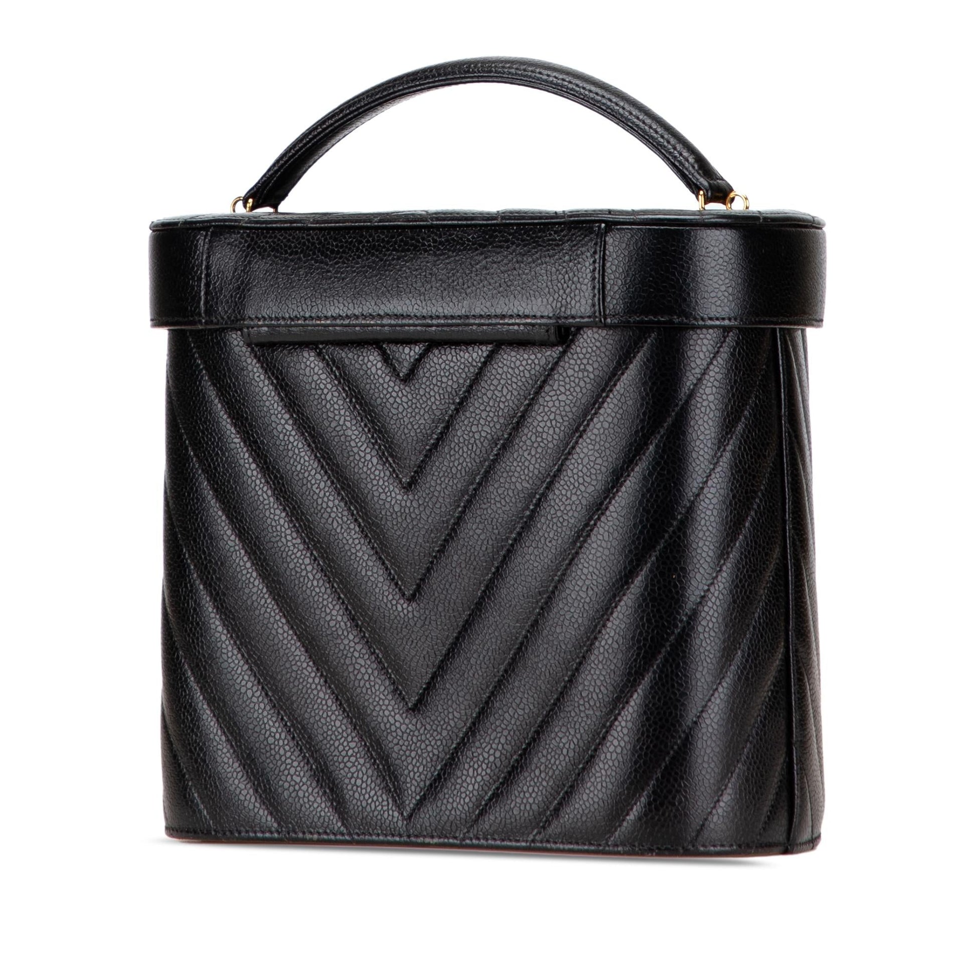 Chanel CC Chevron Caviar Turnlock Vanity Bag