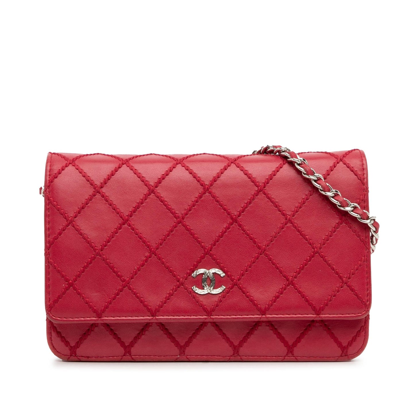 Chanel CC Lambskin Wild Stitch Wallet on Chain (SHG-XCKcTY) Crossbody