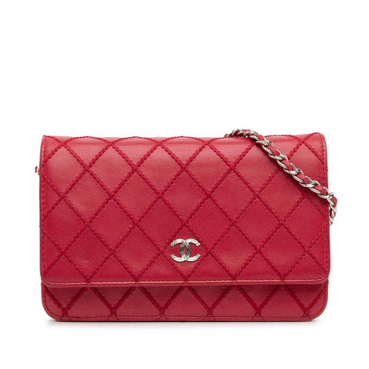 Chanel CC Lambskin Wild Stitch Wallet on Chain (SHG-XCKcTY) Crossbody