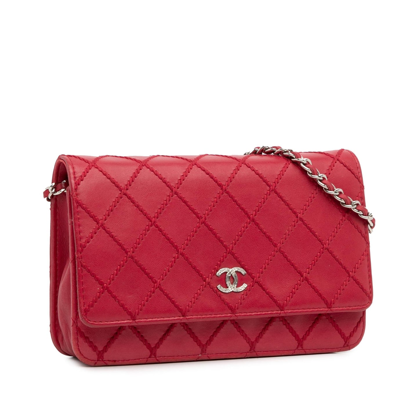 Chanel CC Lambskin Wild Stitch Wallet on Chain (SHG-XCKcTY) Crossbody