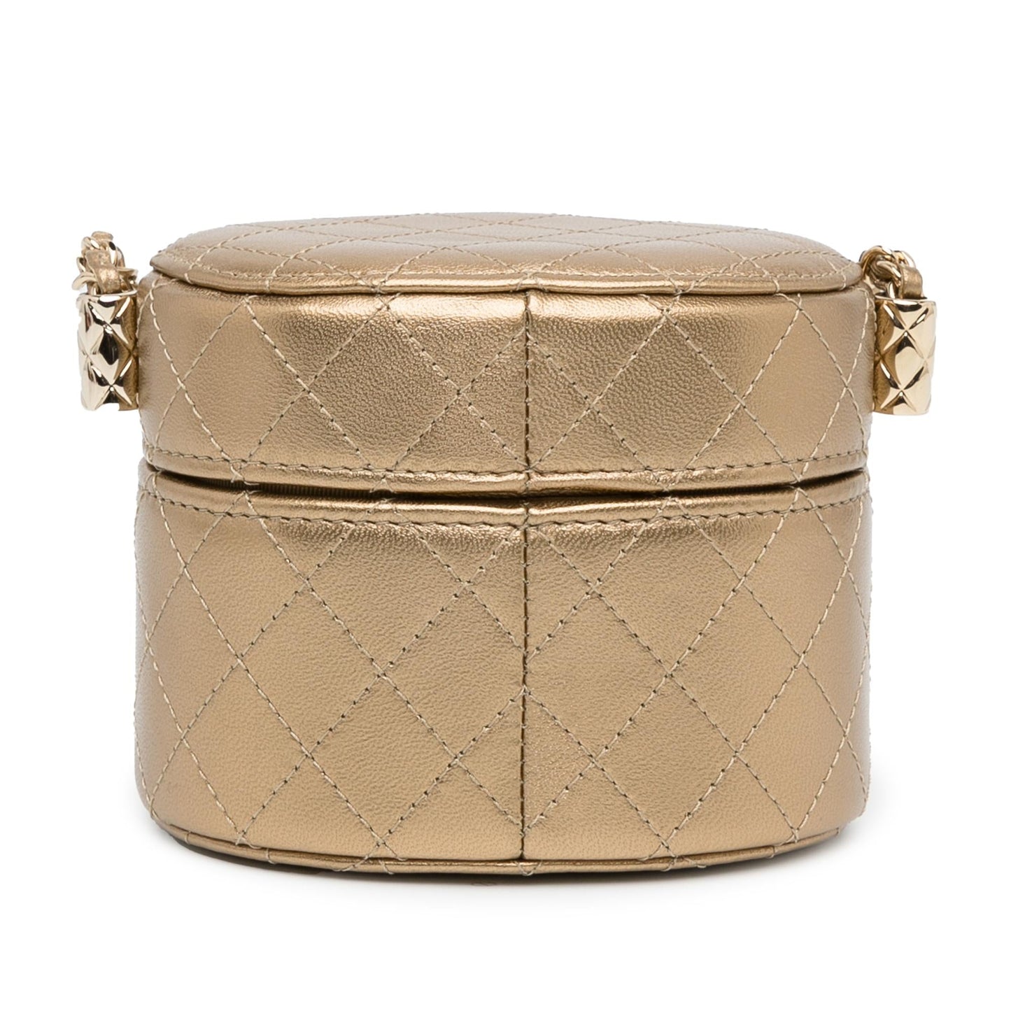 Chanel CC Metallic Lambskin Round Vanity Case (SHG-PNccdr) Handbag