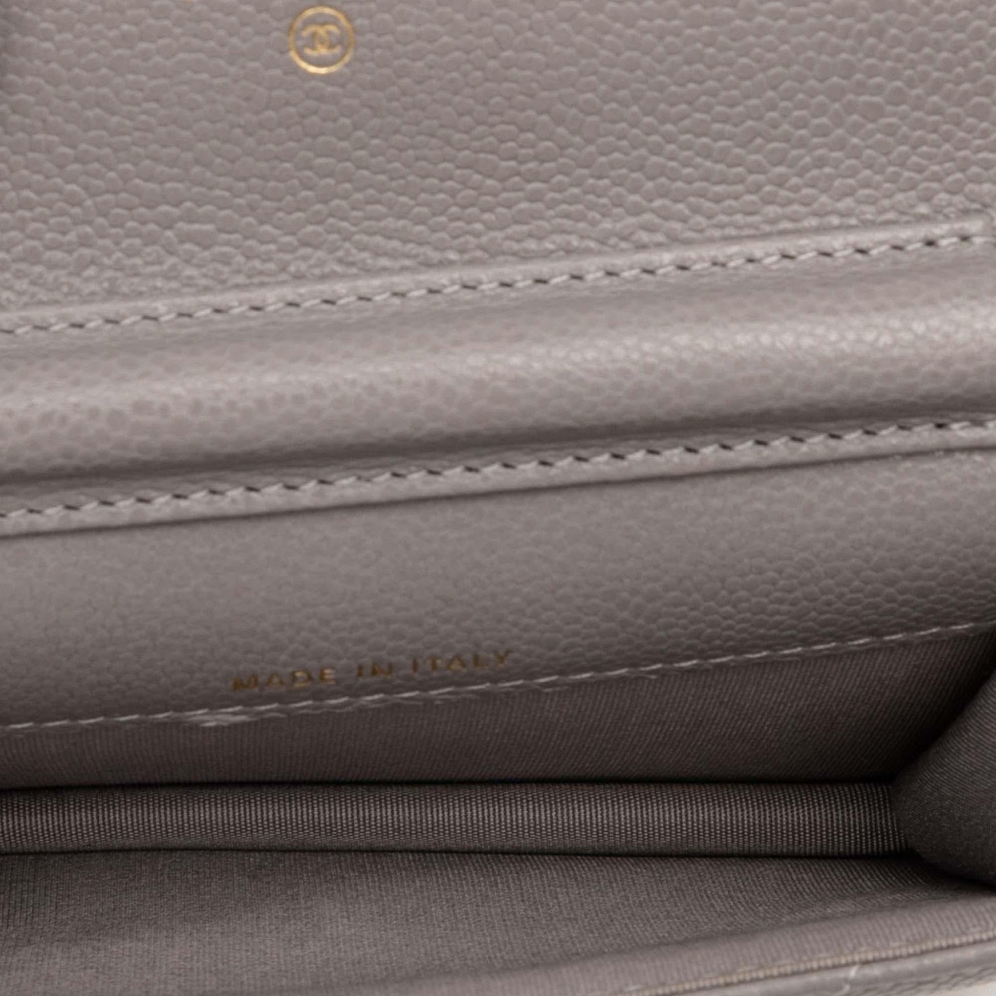 Chanel CC Quilted Caviar Miss Coco Clutch With Chain
