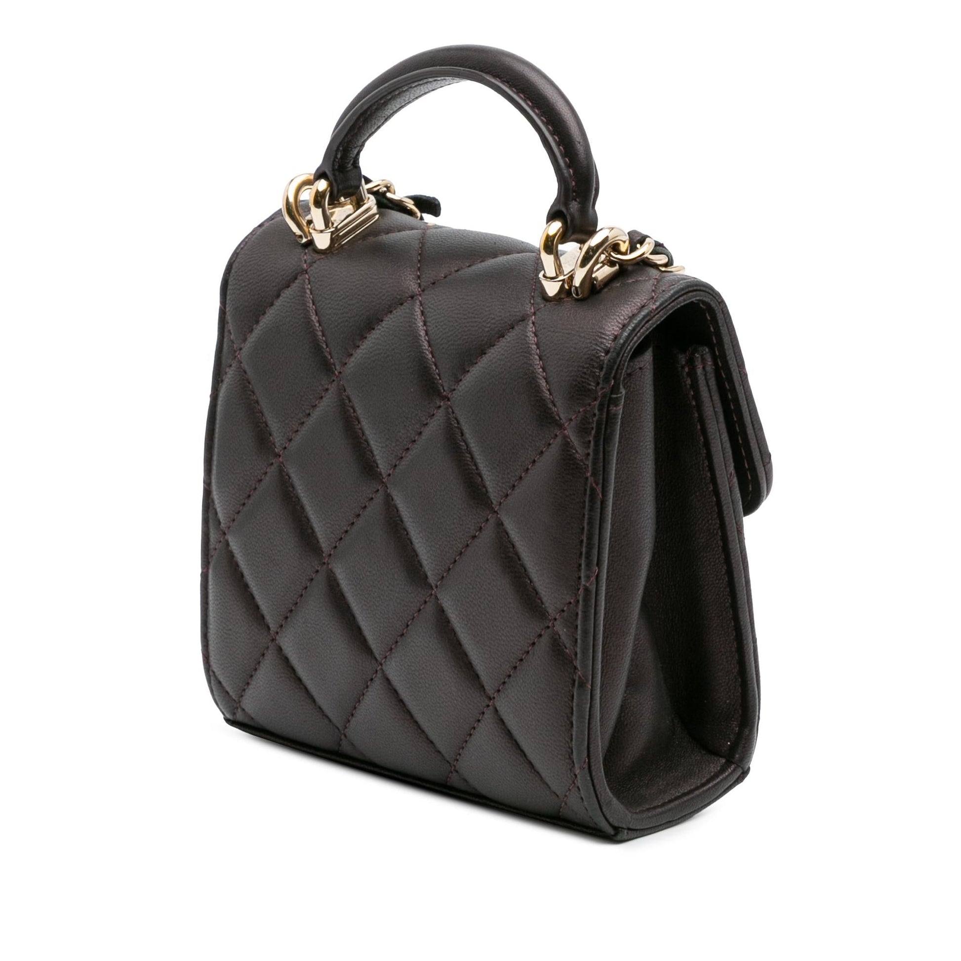 Chanel CC Quilted Iridescent Lambskin Top Handle Flap Clutch With Chain