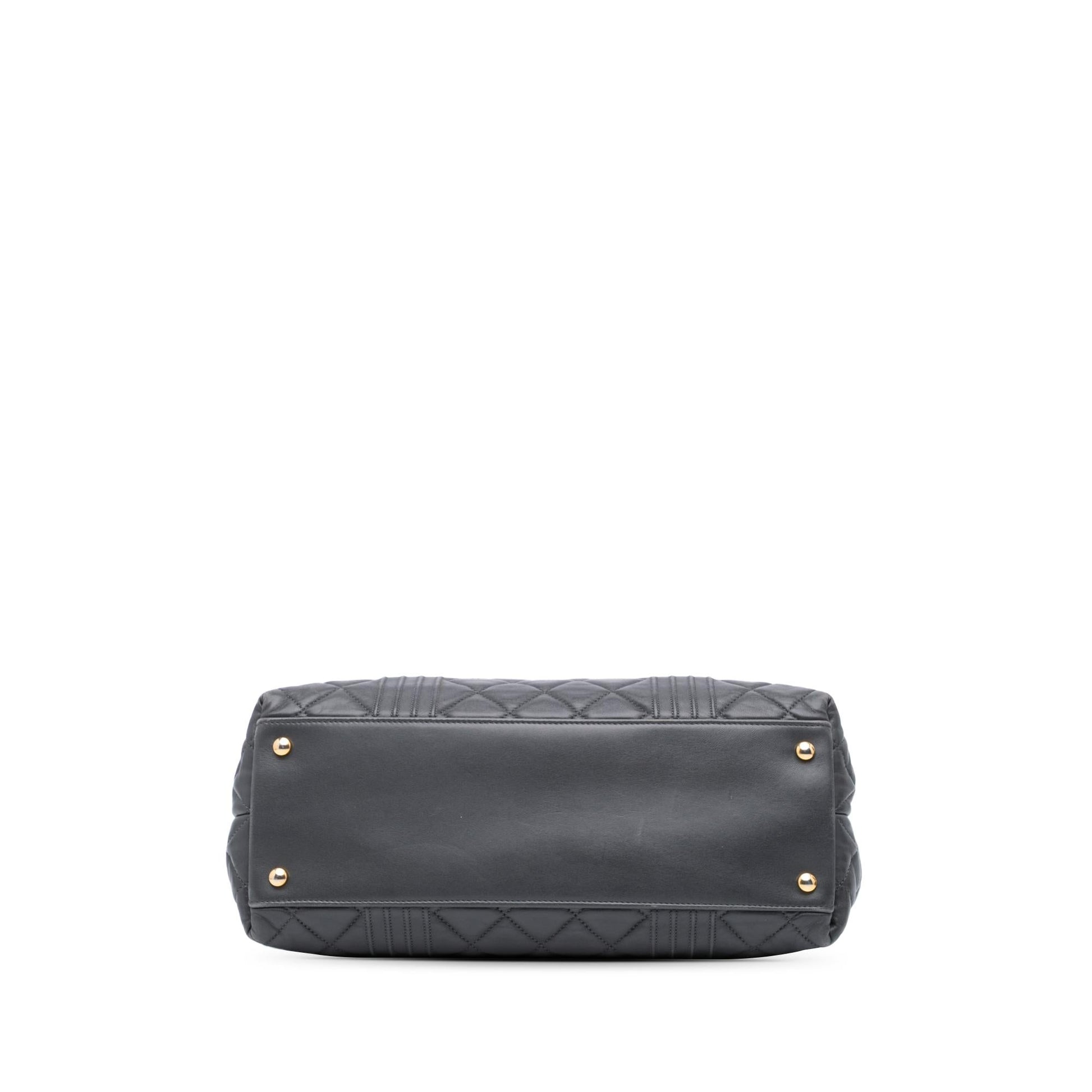Chanel CC Quilted Lambskin Pin Tuck Tote
