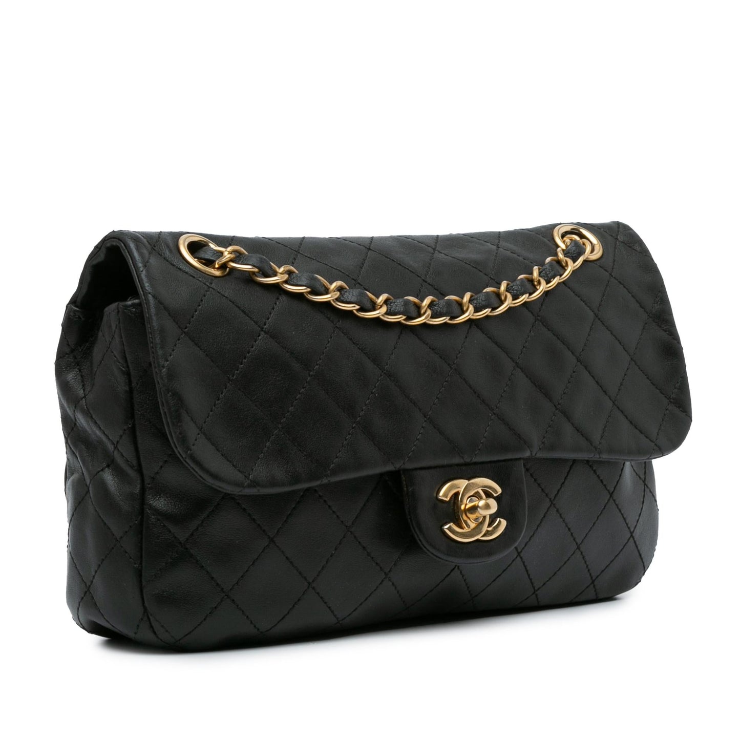 Chanel CC Quilted Lambskin Single Flap (SHG-6cPogF) Shoulder Bag