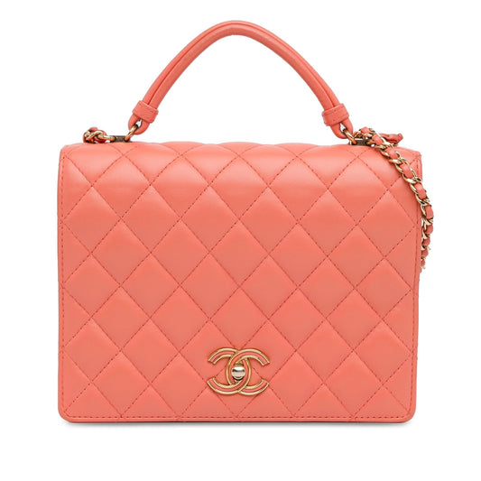 Chanel CC Quilted Lambskin Top Handle Flap (SHG-L5HKxu) Shoulder Bag