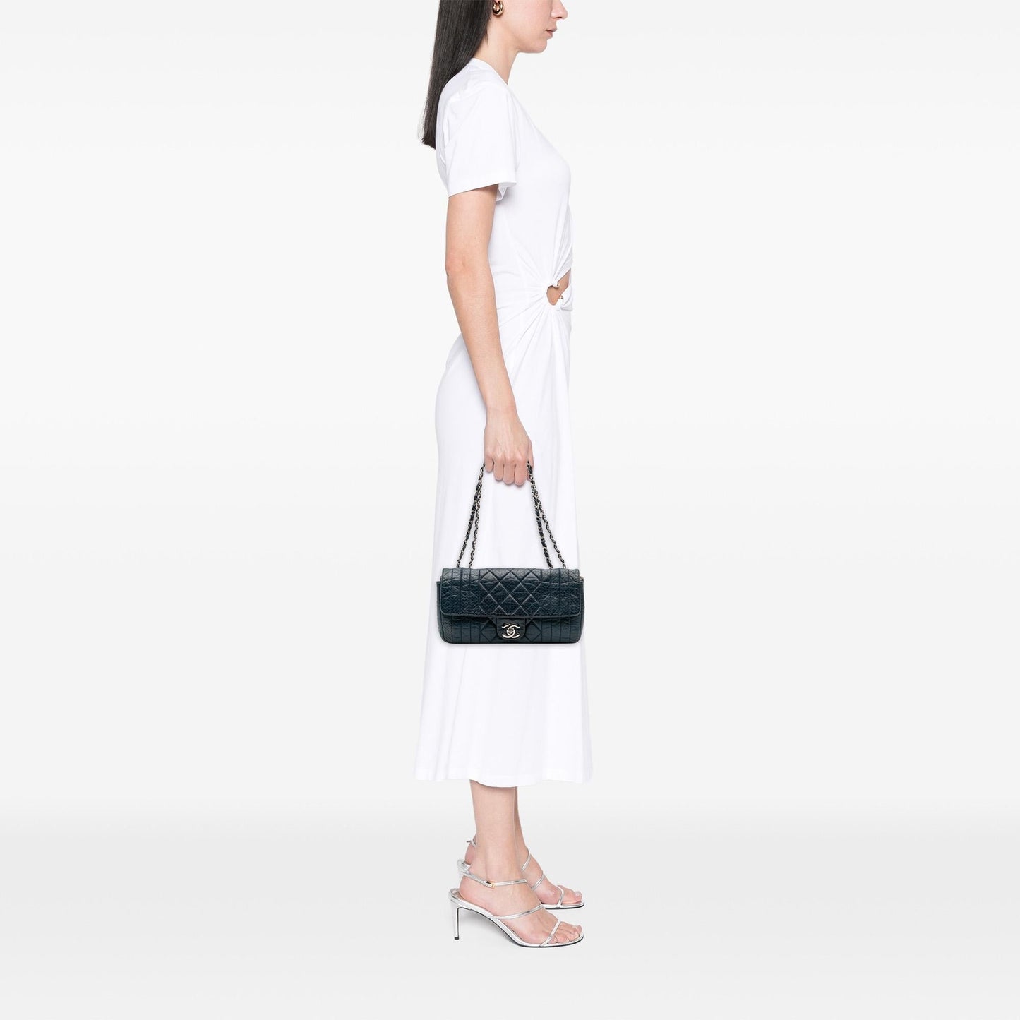 Chanel CC Quilted Perforated Aged Calfskin Flap