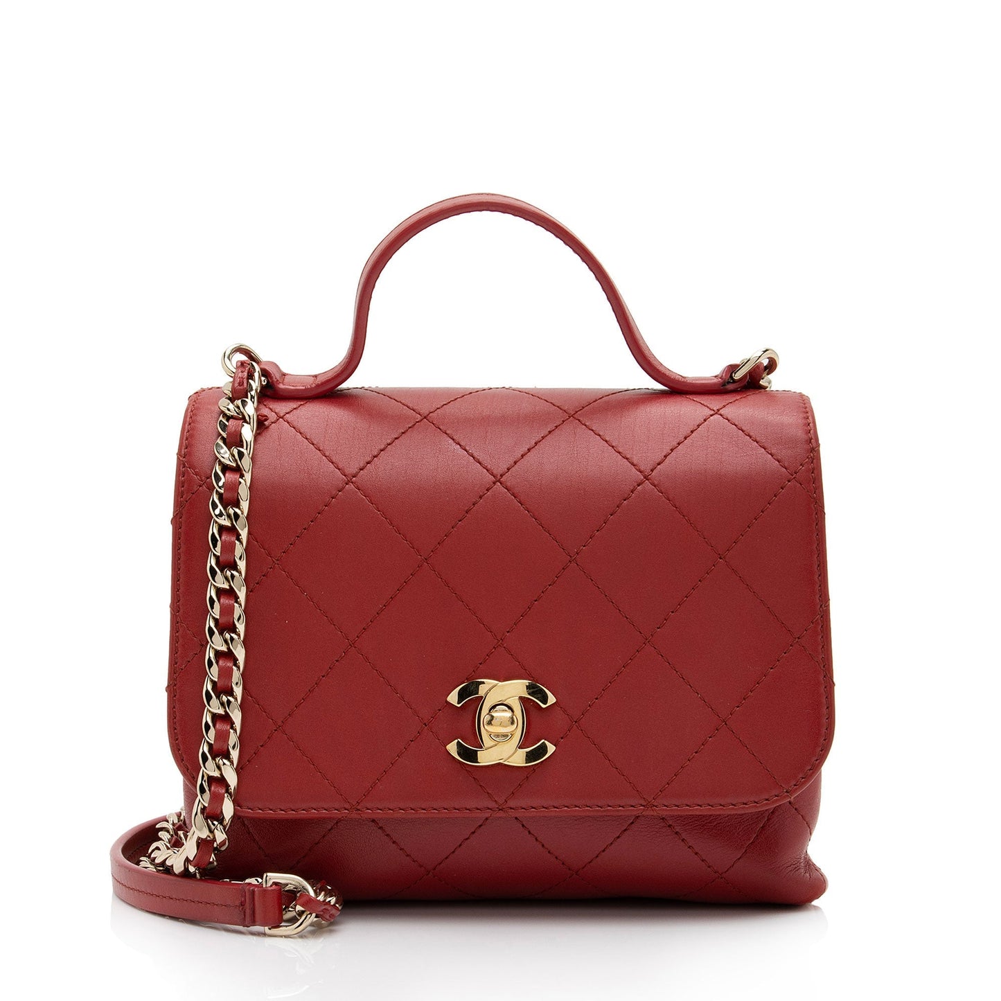 Chanel Calfskin Double Pocket Small Top Handle Bag SHF 2K0IF5