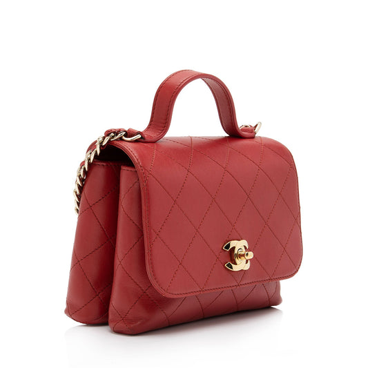 Chanel Calfskin Double Pocket Small Top Handle Bag SHF 2K0IF5