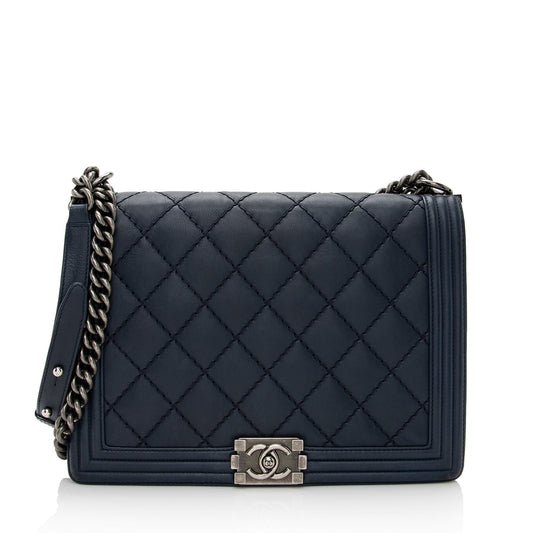 Chanel Calfskin Double Stitch Large Boy Bag SHF 22183
