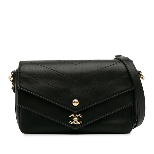 Chanel Calfskin Elaphe Double Chevron Flap (SHG-L3u8Dw) Shoulder Bag