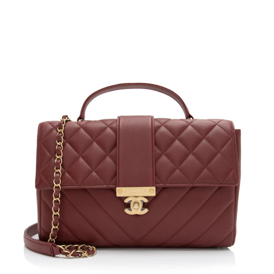 Chanel Calfskin Golden Class CC Top Handle Flap Bag SHF 45Y3VR