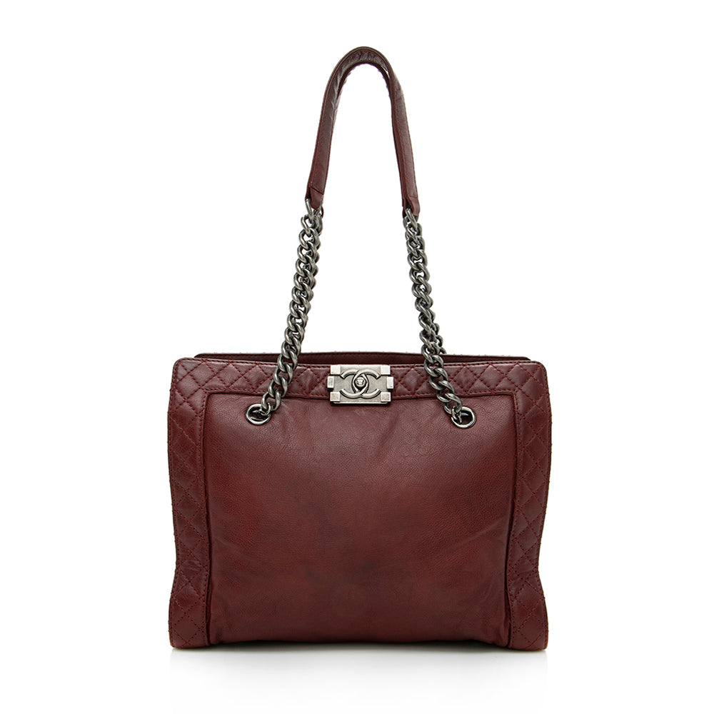 Chanel Calfskin Reverso Boy Shopping Tote SHF 14060