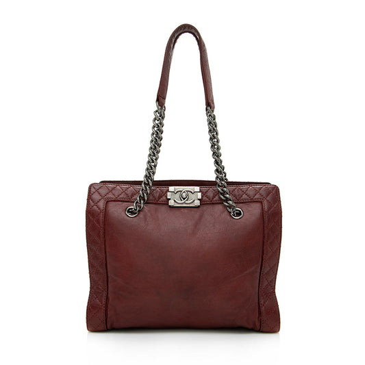 Chanel Calfskin Reverso Boy Shopping Tote SHF 14060