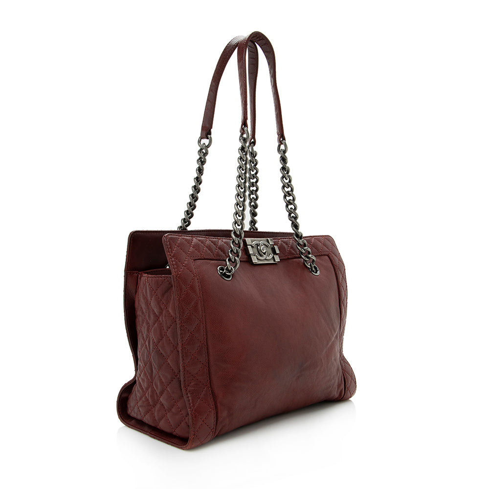 Chanel Calfskin Reverso Boy Shopping Tote SHF 14060