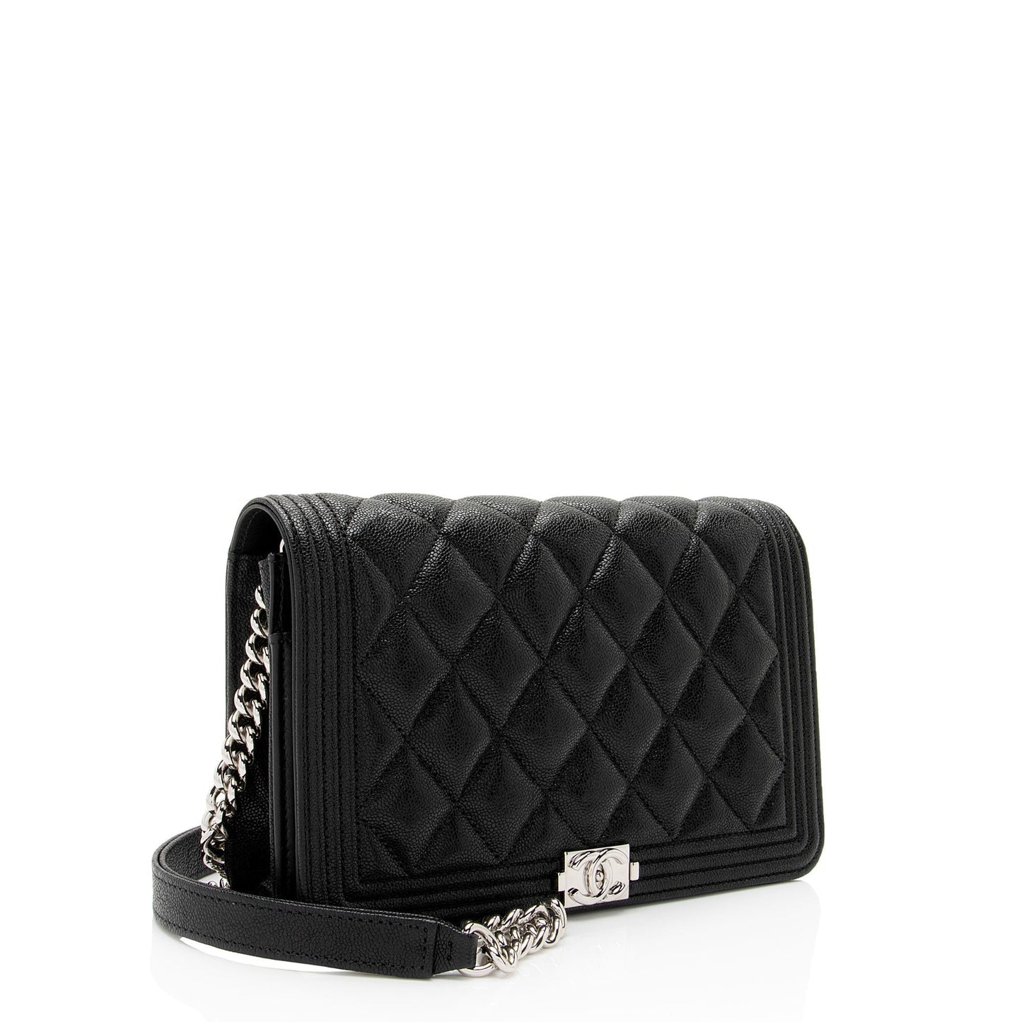 Chanel Caviar Leather Boy Wallet on Chain (SHF-Rw1D6r) Crossbody