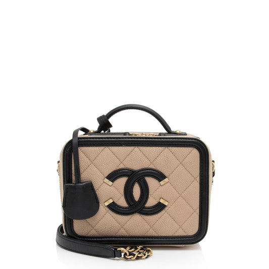 Chanel Caviar Leather CC Filigree Small Vanity Case (SHF-EhFdu3) Crossbody