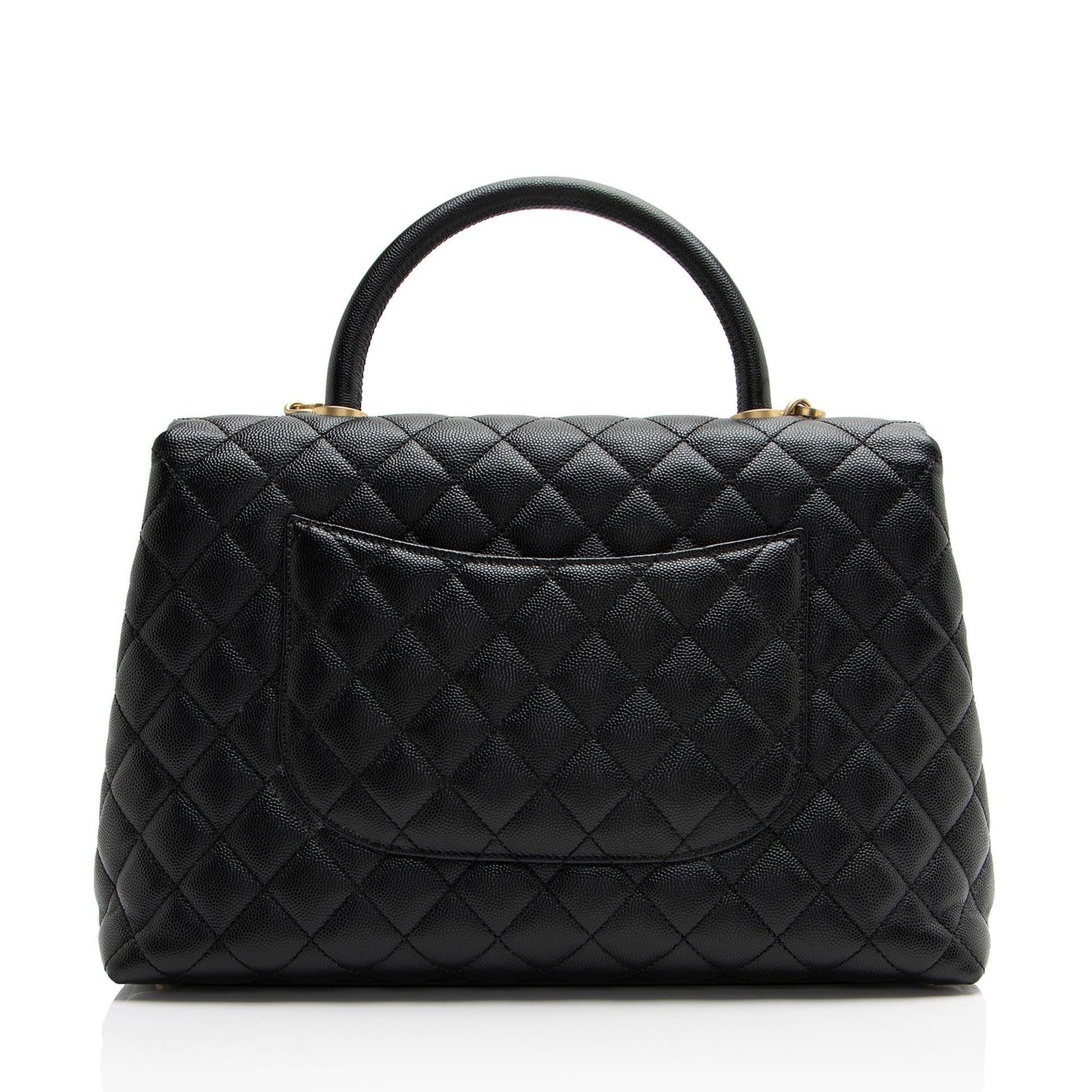 Chanel Caviar Leather Coco Top Handle Medium Flap Bag