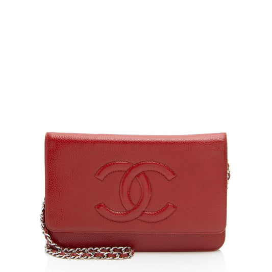Chanel Caviar Leather Timeless CC Wallet on Chain (SHF-HMJvRT) Crossbody