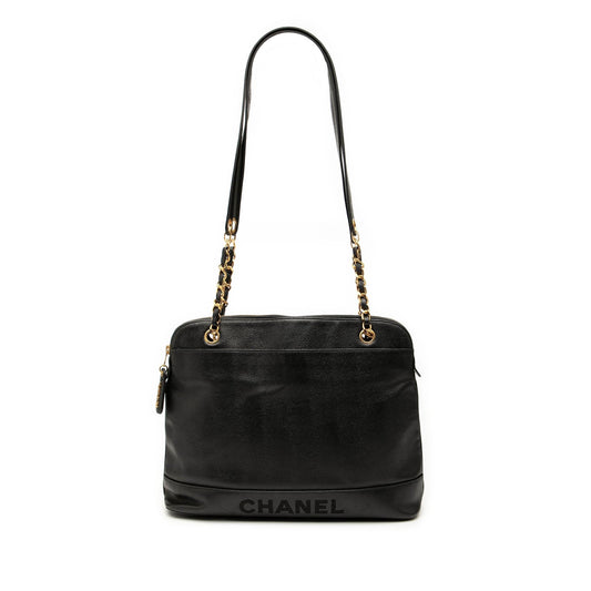 Chanel Caviar Logo Chain Shoulder Bag