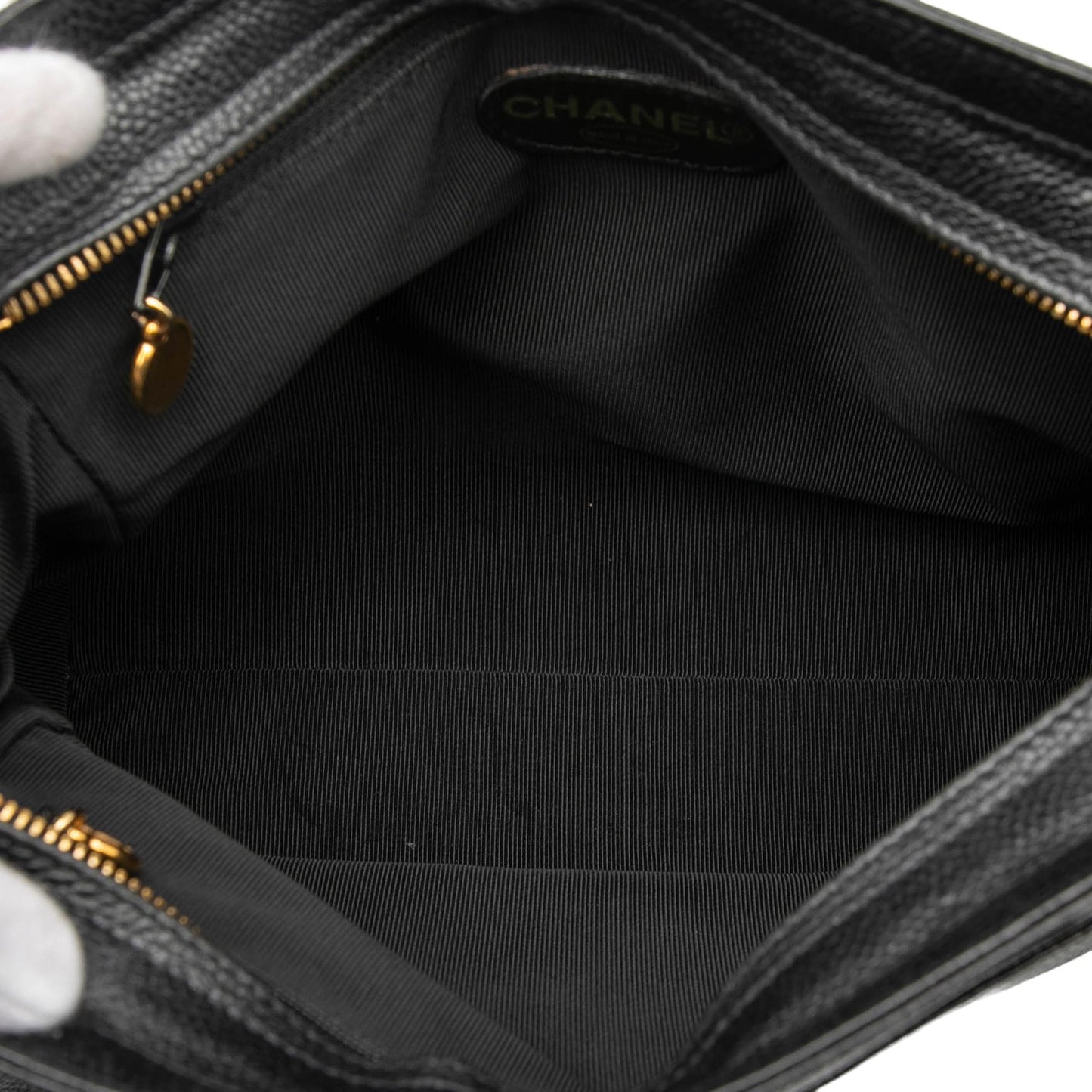 Chanel Caviar Logo Chain Shoulder Bag