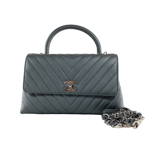 CHANEL CAVIAR METALLIC GRAPHITE MEDIUM COCO HANDBAG Coco Handle