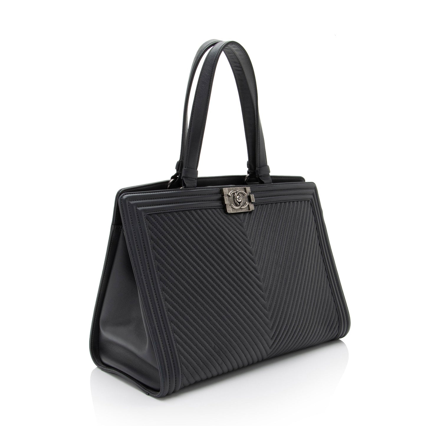 Chanel Chevron Lambskin Boy Shopping Tote