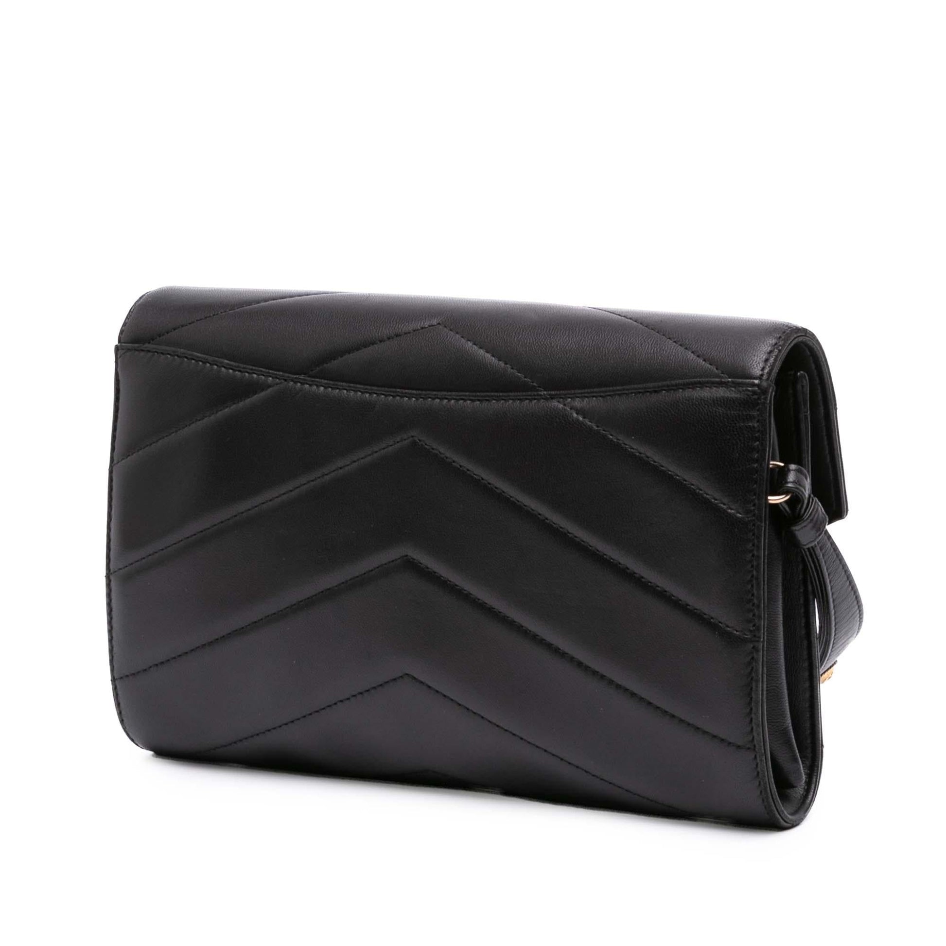 Chanel Chevron Lambskin CC Medallion Button Flap Clutch