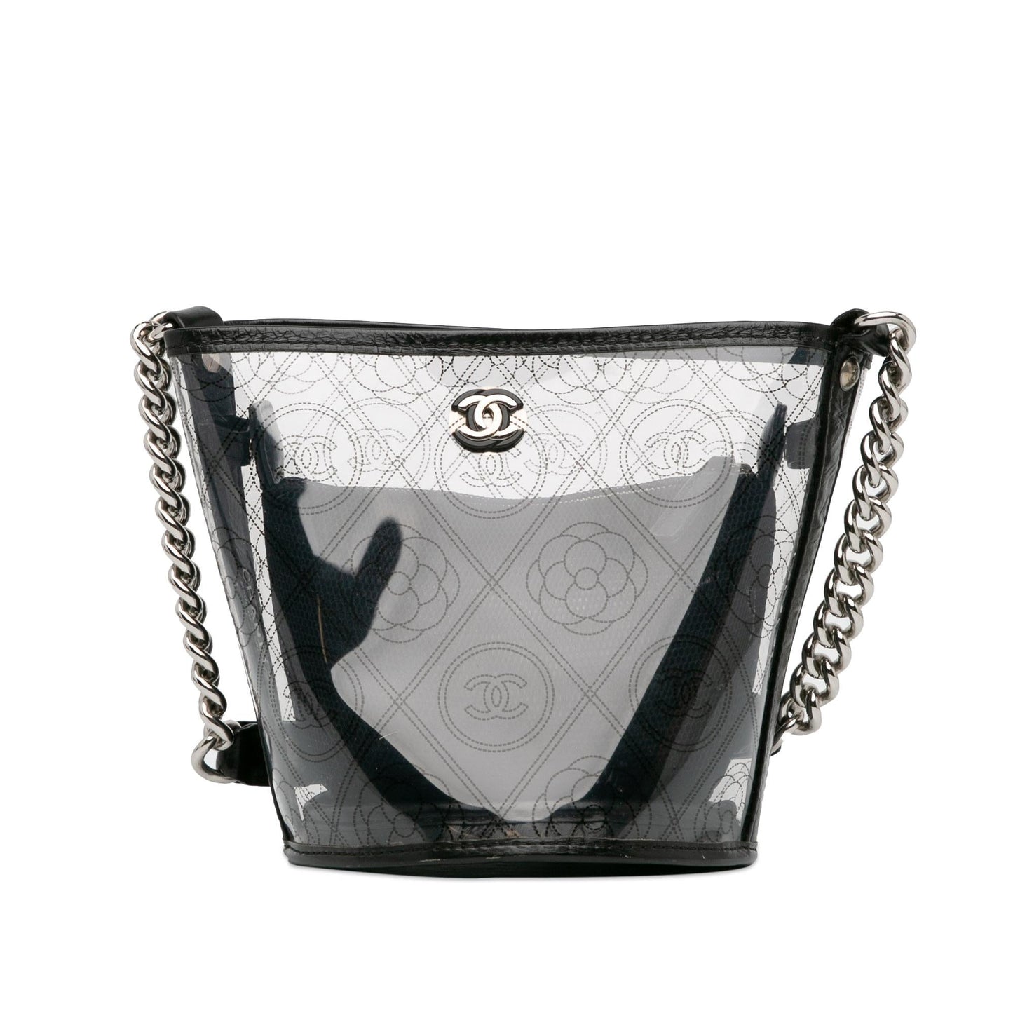 Chanel Crumpled Calfskin PVC Camellia Bucket (SHG-ysYTn8) Shoulder Bag