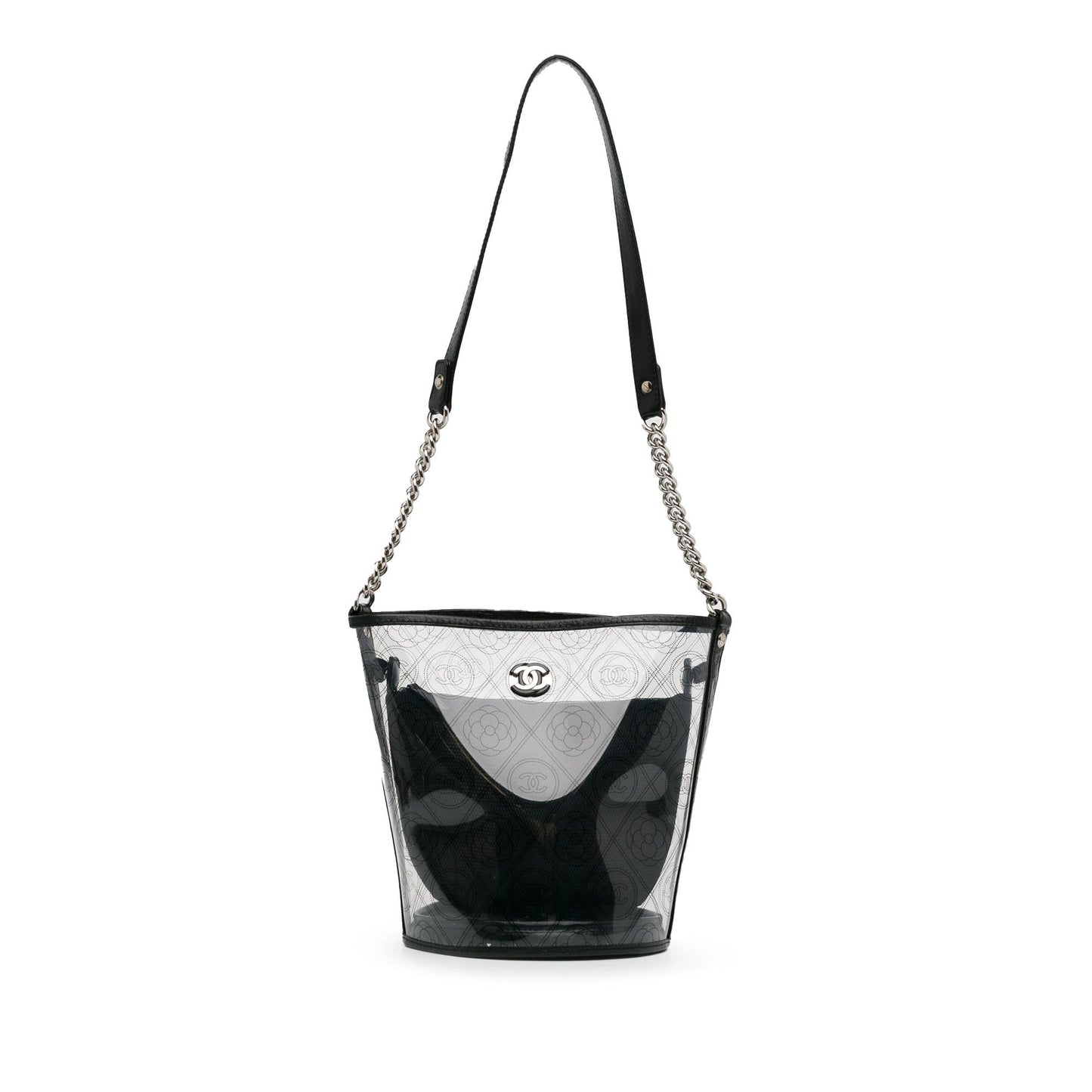 Chanel Crumpled Calfskin PVC Camellia Bucket (SHG-ZnYJAw) Shoulder Bag