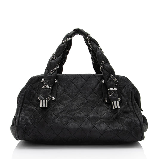 Chanel Distressed Lambskin Lady Braid Bowler Satchel (SHF-4rWbPz) Handbag