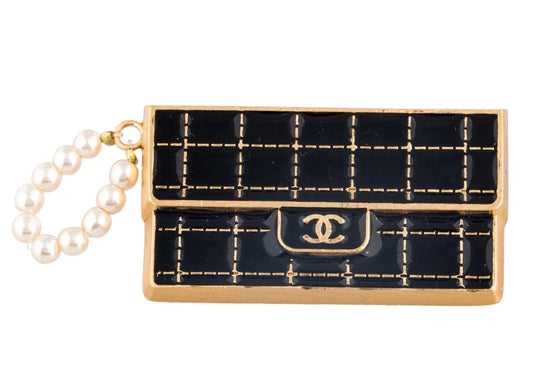 CHANEL RUNWAY FAUX PEARL PURSE PIN BROOCH Handbag