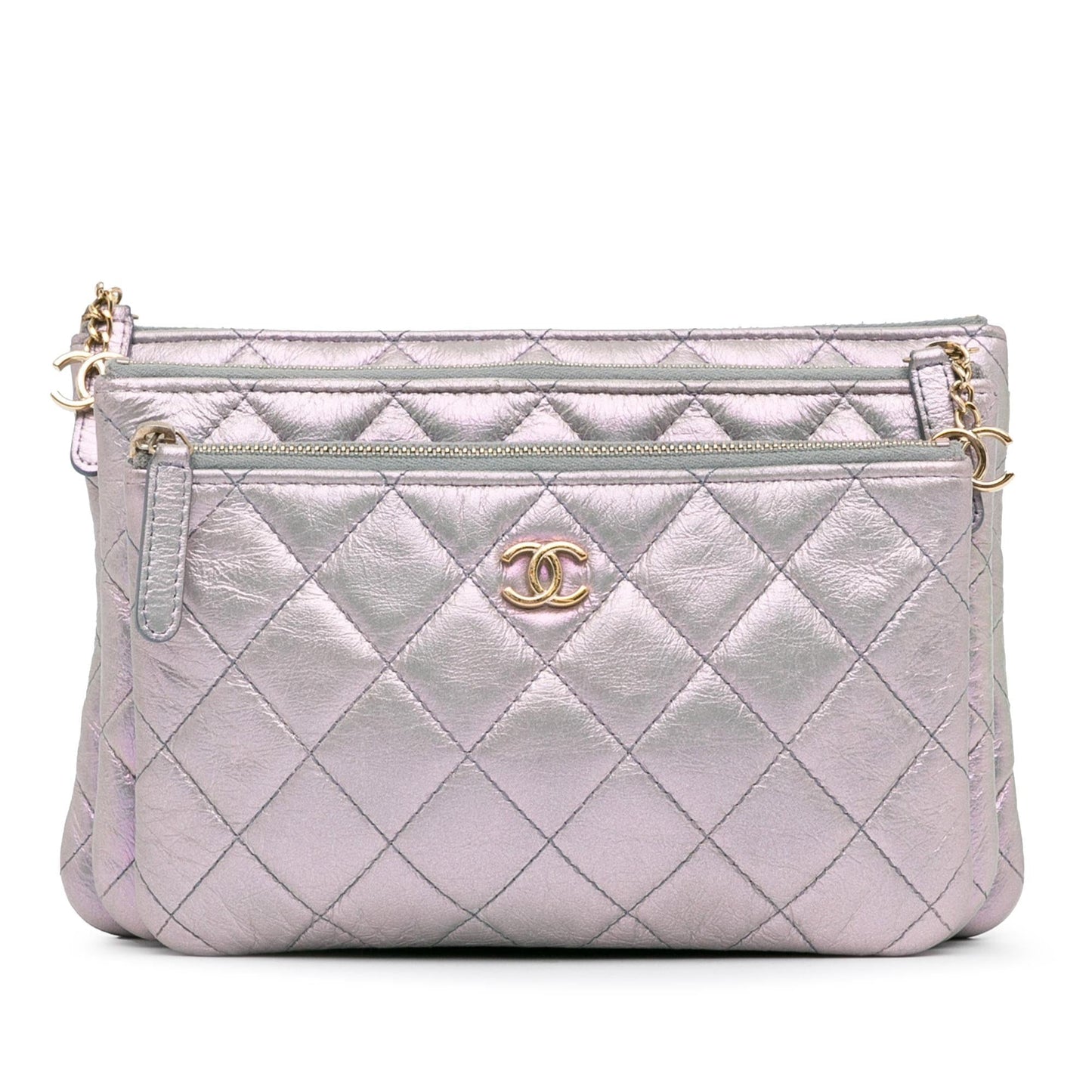 Chanel Iridescent Crumpled Calfskin Trio Cosmetic Case (SHG-znMKyB) Handbag