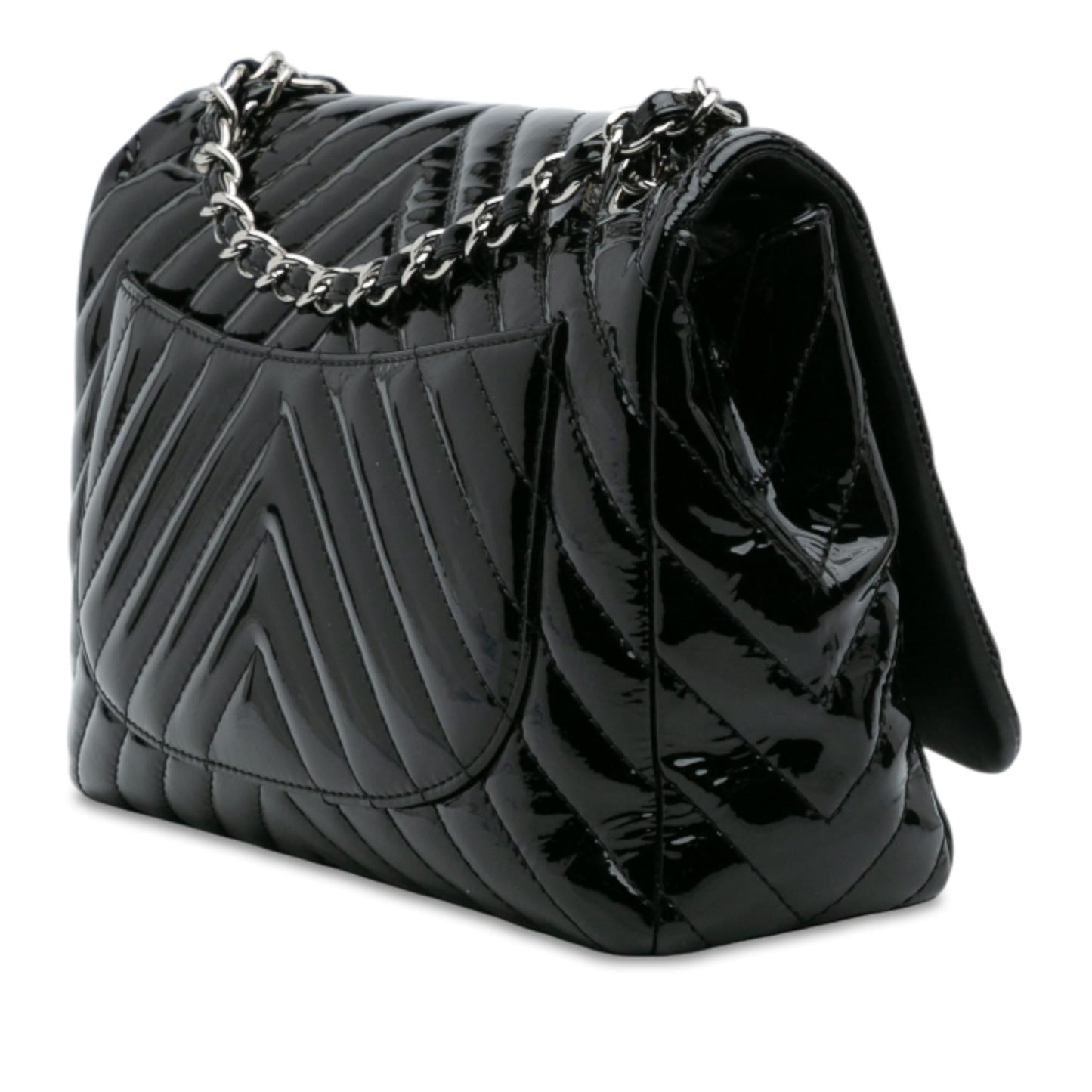 Chanel Jumbo Classic Chevron Patent Single Flap