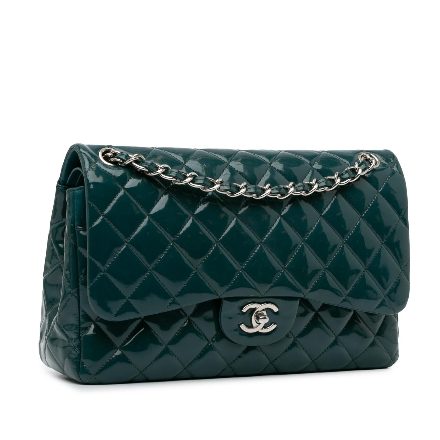 Chanel Jumbo Classic Patent Double Flap (SHG-A8oS33) Shoulder Bag