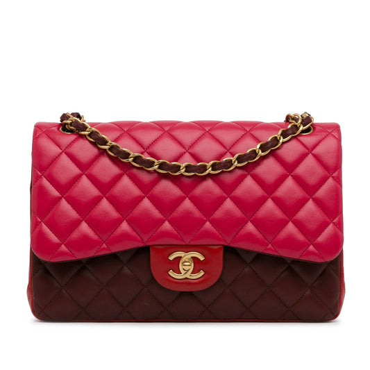 Chanel Jumbo Classic Tricolor Lambskin Double Flap (SHG-2yyCBu) Shoulder Bag