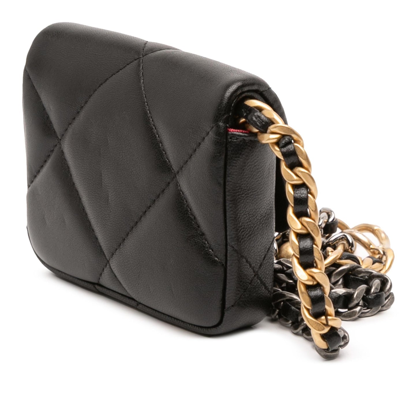 Chanel Lambskin 19 Flap Coin Purse With Chain