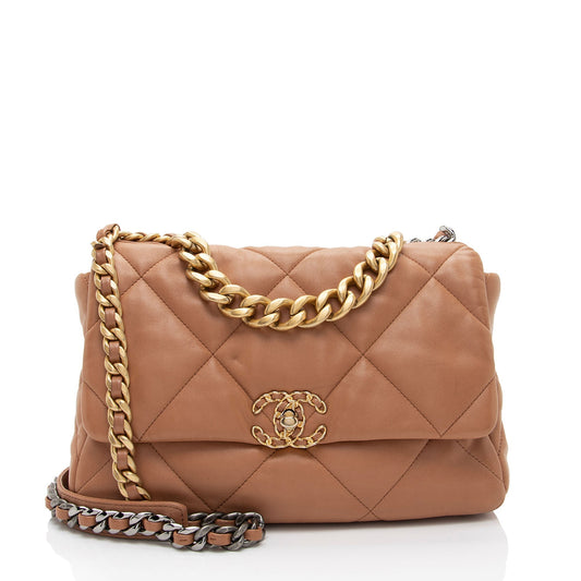 Chanel Lambskin 19 Large Flap Shoulder Bag (SHF-4BZeZZ)
