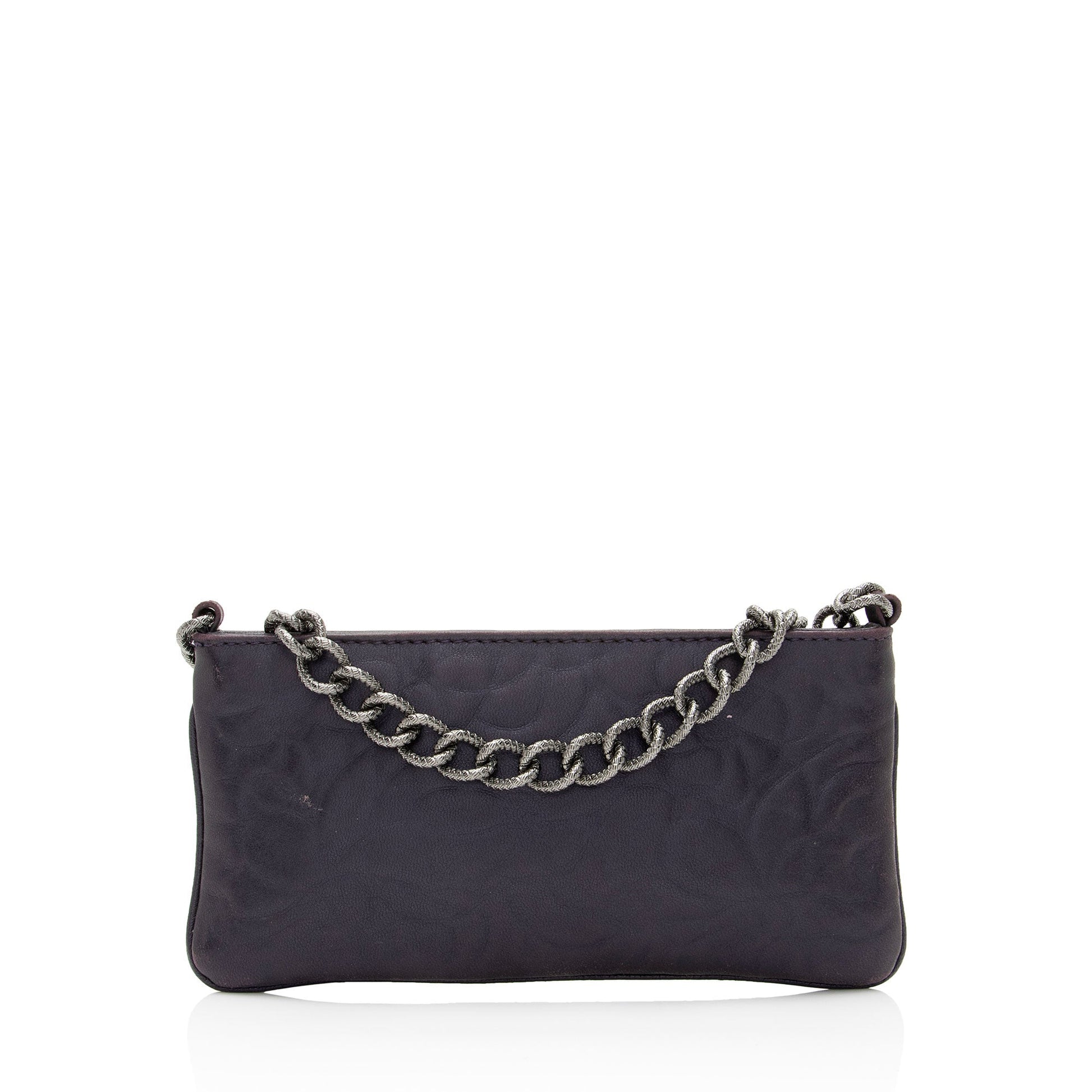Chanel Lambskin Camellia Chain Pochette (SHF-qFR6yY) Clutch