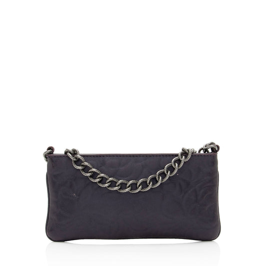 Chanel Lambskin Camellia Chain Pochette (SHF-qFR6yY) Clutch