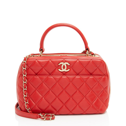 Chanel Lambskin Trendy CC Small Bowling Satchel (SHF-QBNfmU) Handbag