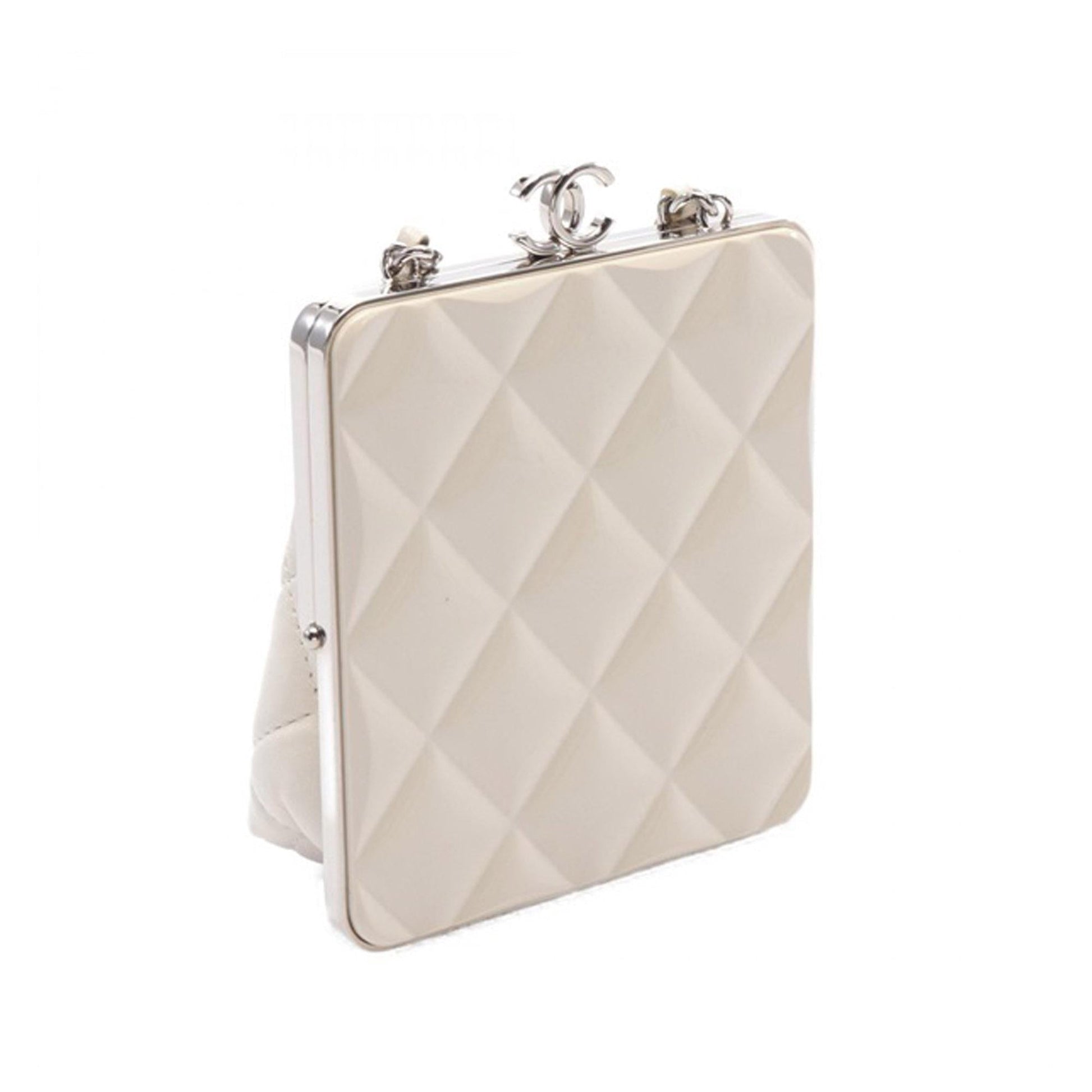 Chanel Lambskin and Acrylic Kiss Clutch with Chain