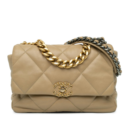 Chanel Large Lambskin 19 Flap (SHG-vGvWsz) Shoulder Bag