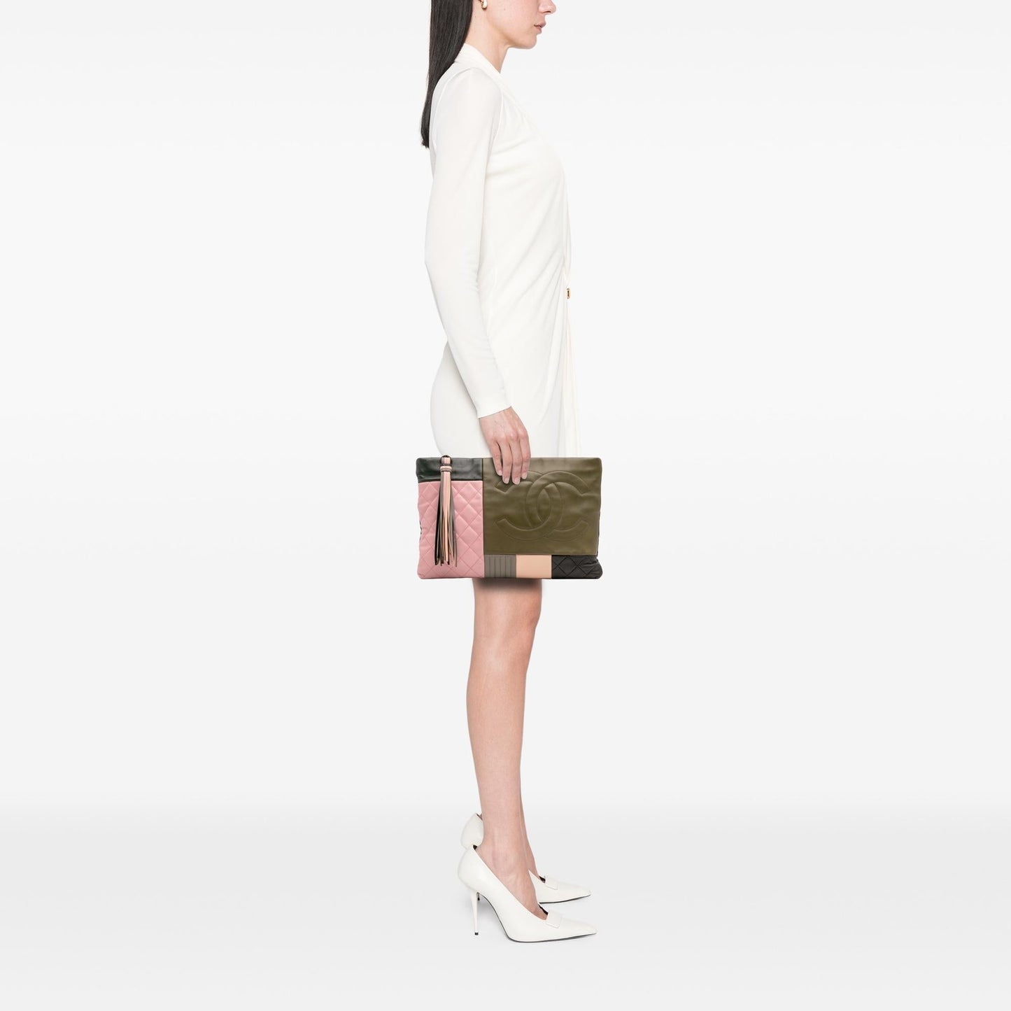 Chanel Large Lambskin Colorblock Patchwork O Case