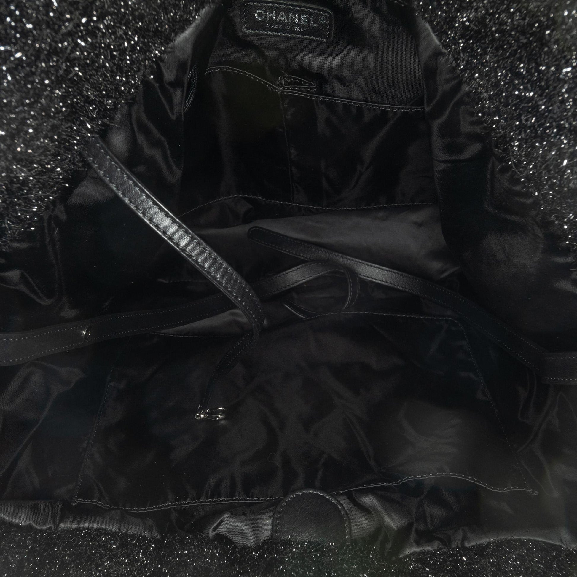 Chanel Large Quilted Knit Pluto Glitter Satchel
