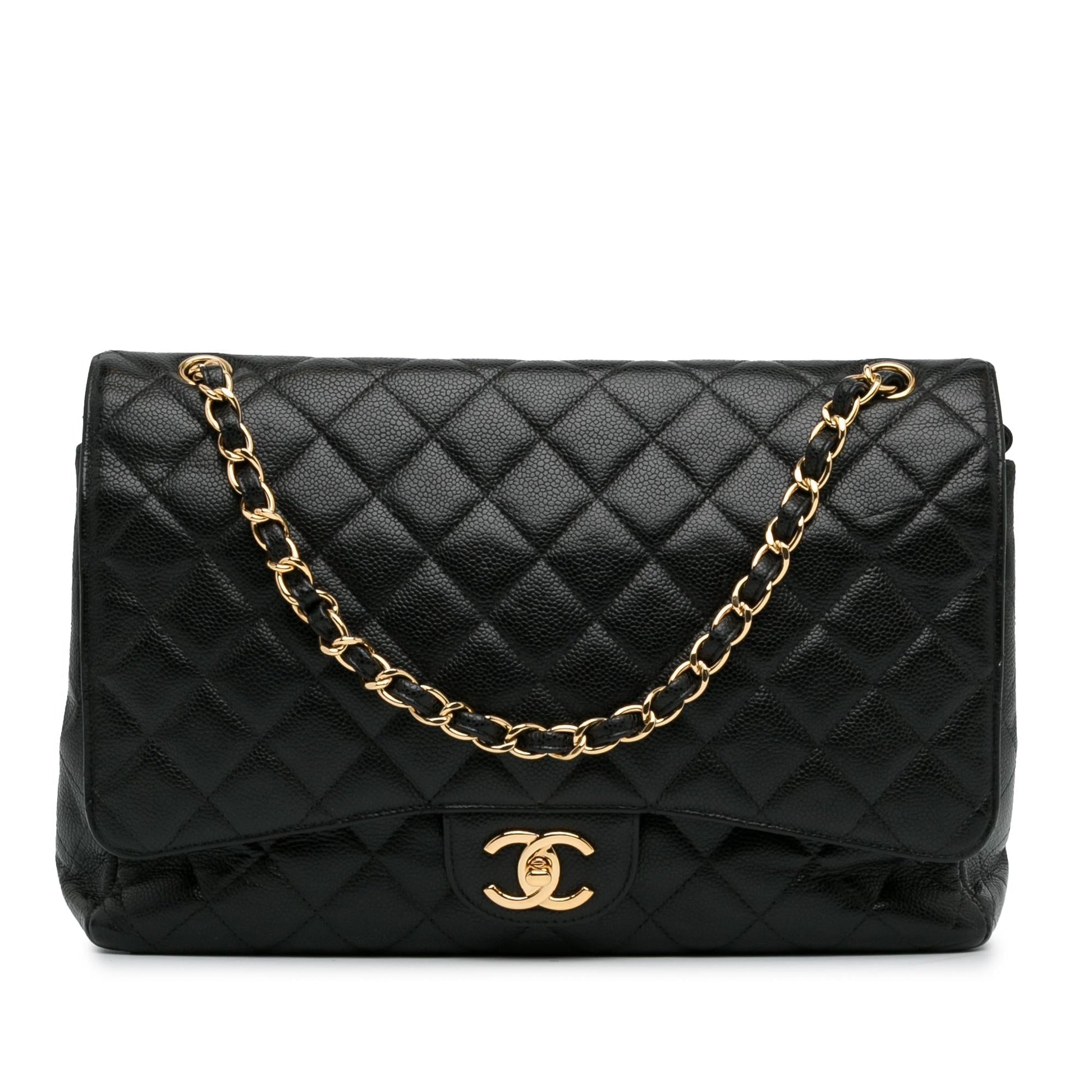 Chanel Maxi Classic Caviar Double Flap (SHG-Nah1rf) Shoulder Bag