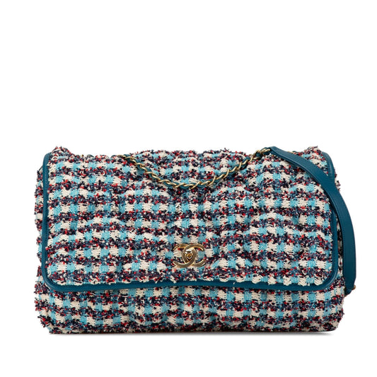 Chanel Maxi Tweed Chesterfield Single Flap (SHG-t8PRWy) Crossbody
