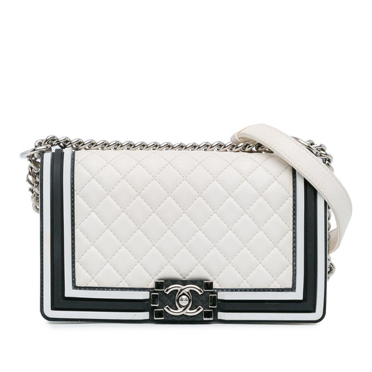 Chanel Medium Bicolor Lambskin and Rubber Boy Flap (SHG-DBkDgP) Shoulder Bag